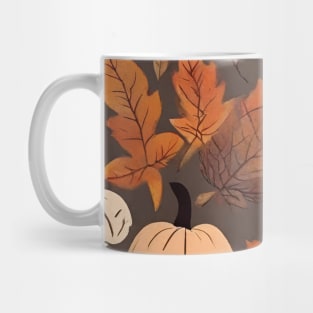 Botanical Pattern Autumn Leaves Pumpkins Mug